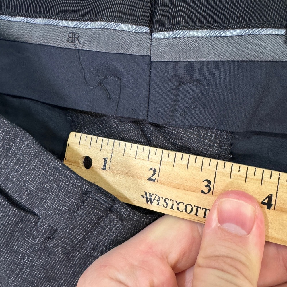 Banana Republic Mens 34x32 Suit Pants Charcoal Gray Plaid Flat Front Wool EUC - Picture 9 of 12
